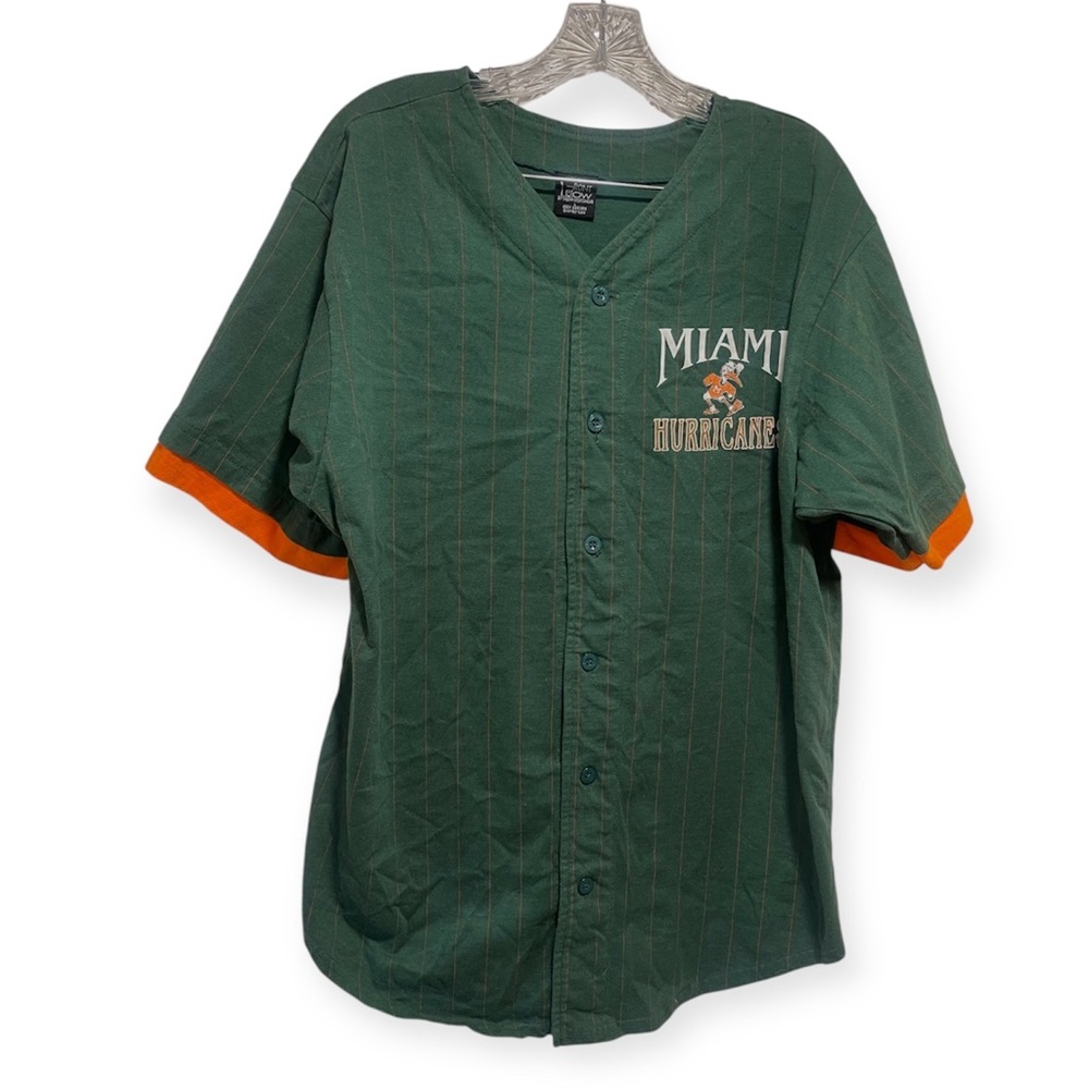 Miami Hurricanes Florida College NCAA Green Button-Up Vintage Jersey Shirt